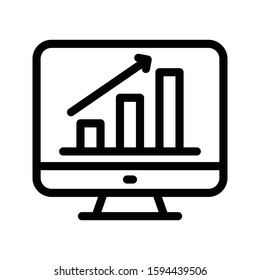 graph screen vector thin line icon 