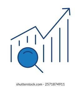 Graph Search Blue Icon. Digital Marketing Icon Editable Stroke Vector Illustration