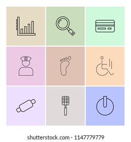 graph  search  credit card hospital  foot   wheelchair  roller  spoon  on  off  icons  flat  icon  set  vector  qualilty  design  collection  creative