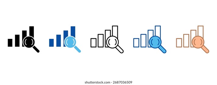 Ícone de pesquisa de gráfico define coleção de vários estilos