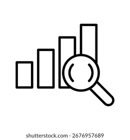Ícones De Pesquisa De Gráficos Em Contorno, Ilustração De Vetor