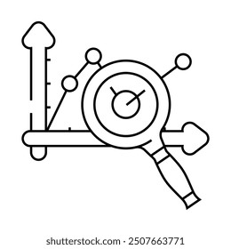 graph search magnifying glass line icon vector. graph search magnifying glass sign. isolated contour symbol black illustration