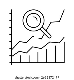 graph search magnifying glass line icon vector. graph search magnifying glass sign. isolated contour symbol black illustration