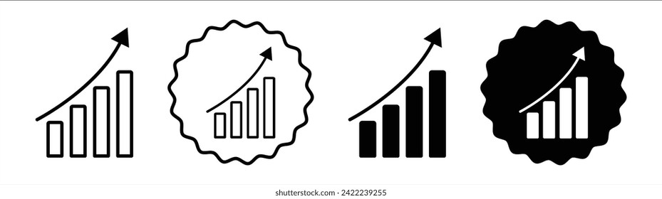 Graph set in black and white color. Graph simple flat icon vector