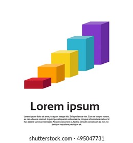 Graph Set Finance Bar Infographic Icon Colorful Financial Business Chart Flat Vector Illustration