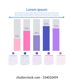 Graph Set Finance Bar Infographic Icon Colorful Financial Business Chart Flat Vector Illustration