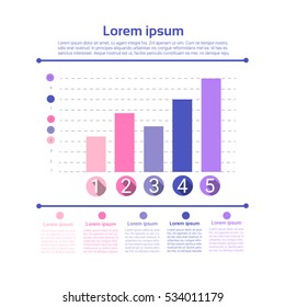 Graph Set Finance Bar Infographic Icon Colorful Financial Business Chart Flat Vector Illustration