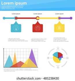 Graph Set Finance Diagram Infographic Icon Financial Business Chart Flat Vector Illustration