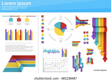 Graph Set Finance Diagram Infographic Icon Financial Business Chart Flat Vector Illustration