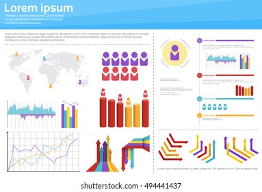 Graph Set Finance Diagram Infographic Icon Financial Business Chart Flat Vector Illustration