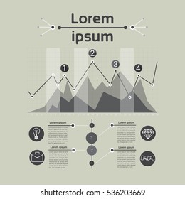 Graph Set Finance Diagram Infographic Icon Financial Business Chart Flat Vector Illustration