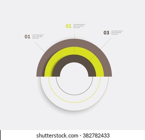 Graph With Shadow, 3 Options, Steps, Business Presentation / Half Circle Infographics Chart