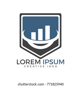 Graph and shield logo design. Business accounting shield logo.