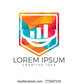 Graph and shield logo design. Business accounting shield logo.