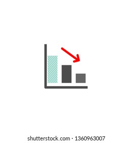 Graph showing decline. Flat style.