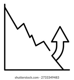 Graph showing decline and sudden upward trend