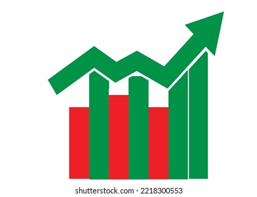 graph showing growth with arrow.