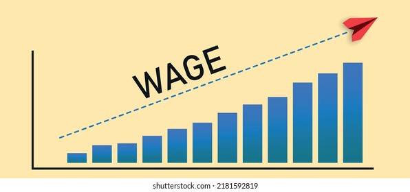 Gráfico que muestra el aumento de salarios con una gráfica de línea.
Concepto de aumento salarial y salarial.