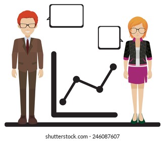 A graph showing the male and female on a white background