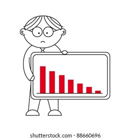 a graph showing a man falling