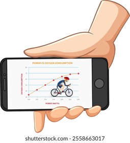 Graph showing power versus oxygen consumption in cycling