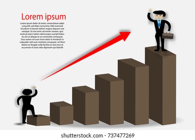 Graph showing the success of the businessman - Vector illustration