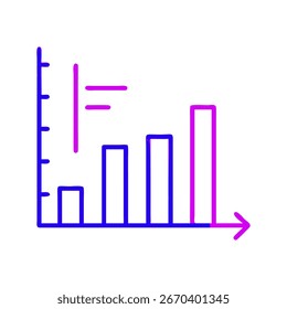 A graph showing upward trends with bars increasing in size. The illustration emphasizes the growth of the data and financial success in clear, visually appealing gradient.