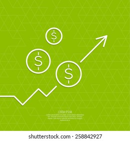 The graph shows the growth and profit. Income from a successful investment. 