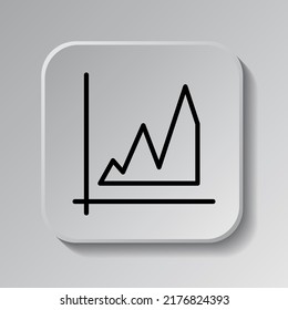 Graph simple icon vector. Flat design. Black icon on square button with shadow. Grey background.ai