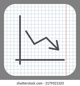 Graph simple icon, vector. Flat design. On graph paper. Grey background.ai