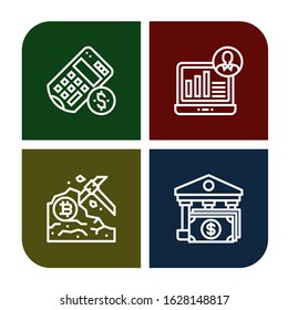 graph simple icons set. Contains such icons as Calculator, Demographic, Data mining, Bank, can be used for web, mobile and logo