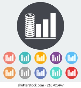 Graph. Single flat icon on the circle. Vector illustration.
