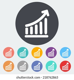Graph. Single flat icon on the circle. Vector illustration.