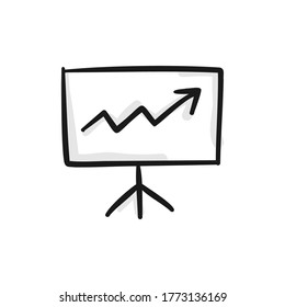 graph up sketch Hand drawn vector illustration. grow graphic chart arrow icon in doodle style