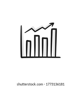 graph up sketch Hand drawn vector illustration. grow graphic chart arrow icon in doodle style