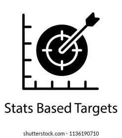 
Graph with some values having focus and target arrow exact in the middle, presenting stats based targets icon
