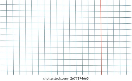 Grafo quadrado grade com linha vermelha para nota, textura de linha geométrica. Listas de giz de cera ou lápis, pontos para páginas de diário de balas.