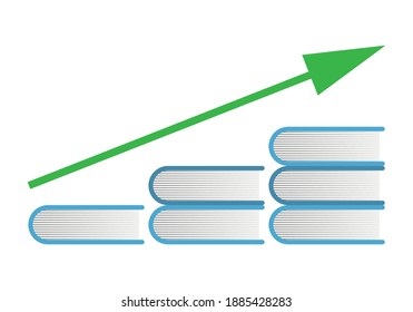 Graph of stacked books with line augmented by learning.