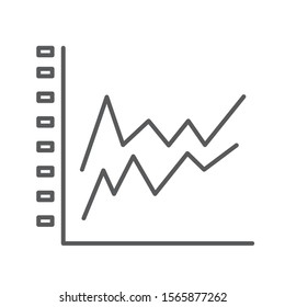 Graph stacked infographic line black icon. Record keeping concept. Visual comparison of data.