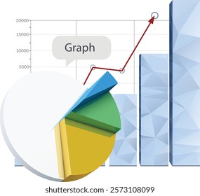 Graph statistics polygon realistic illustration