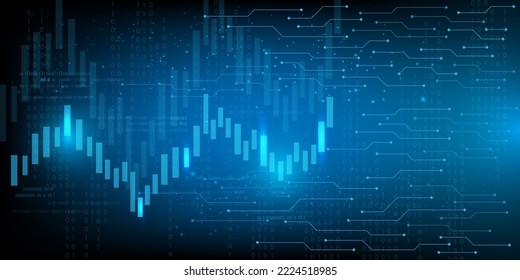 Graph stock with futuristic vector for technology and finance concept and education for future