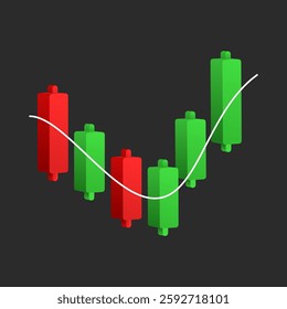 Graph Stock Trade with 3D Up Growth Three-Dimensional Candle Stick Graph Pattern Financial Investment Signs Economic Exchange Trend Analysis Market Data Business Trading Success Visualization