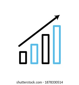 El gráfico apesta Icono en el estilo lineal de combinación de colores de moda aislado en el fondo blanco. Símbolo de barra de gráfico para el diseño de su sitio web, logotipo, aplicación, interfaz de usuario. Ilustración vectorial.