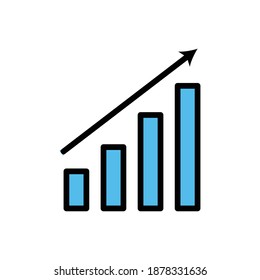 Graph stonk up Icon in trendy combination solid color and linear style isolated on white background. Chart bar symbol for your web site design, logo, app, UI. Vector illustration Perfect pixel premium
