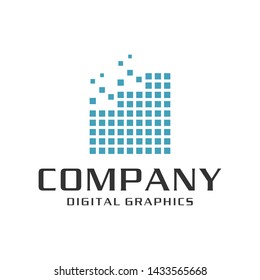 Graph symbols with digital technology logo
