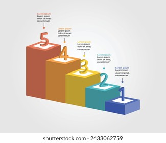 Graph template level number for infographic for presentation for 5 element