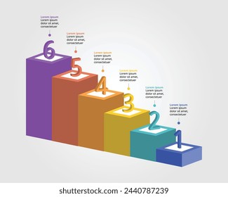 Graph Template Level Nummer für Infografik zur Präsentation für 6 Elemente