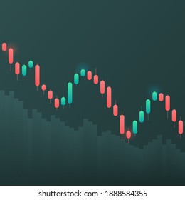 The graph tends to go down. Display of stock market quotes. Candlestick on a white background. Investment trading in the stock market. Vector 