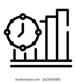 Icono de gestión del tiempo del gráfico. Icono del Vector de la gestión del tiempo del gráfico del contorno para el Diseño web aislado en fondo blanco