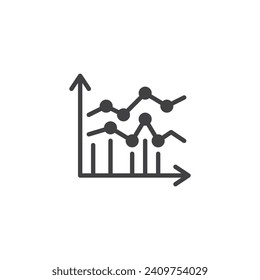 Graph tracking changes vector icon. filled flat sign for mobile concept and web design. SEO Checklist glyph icon. Symbol, logo illustration. Vector graphics